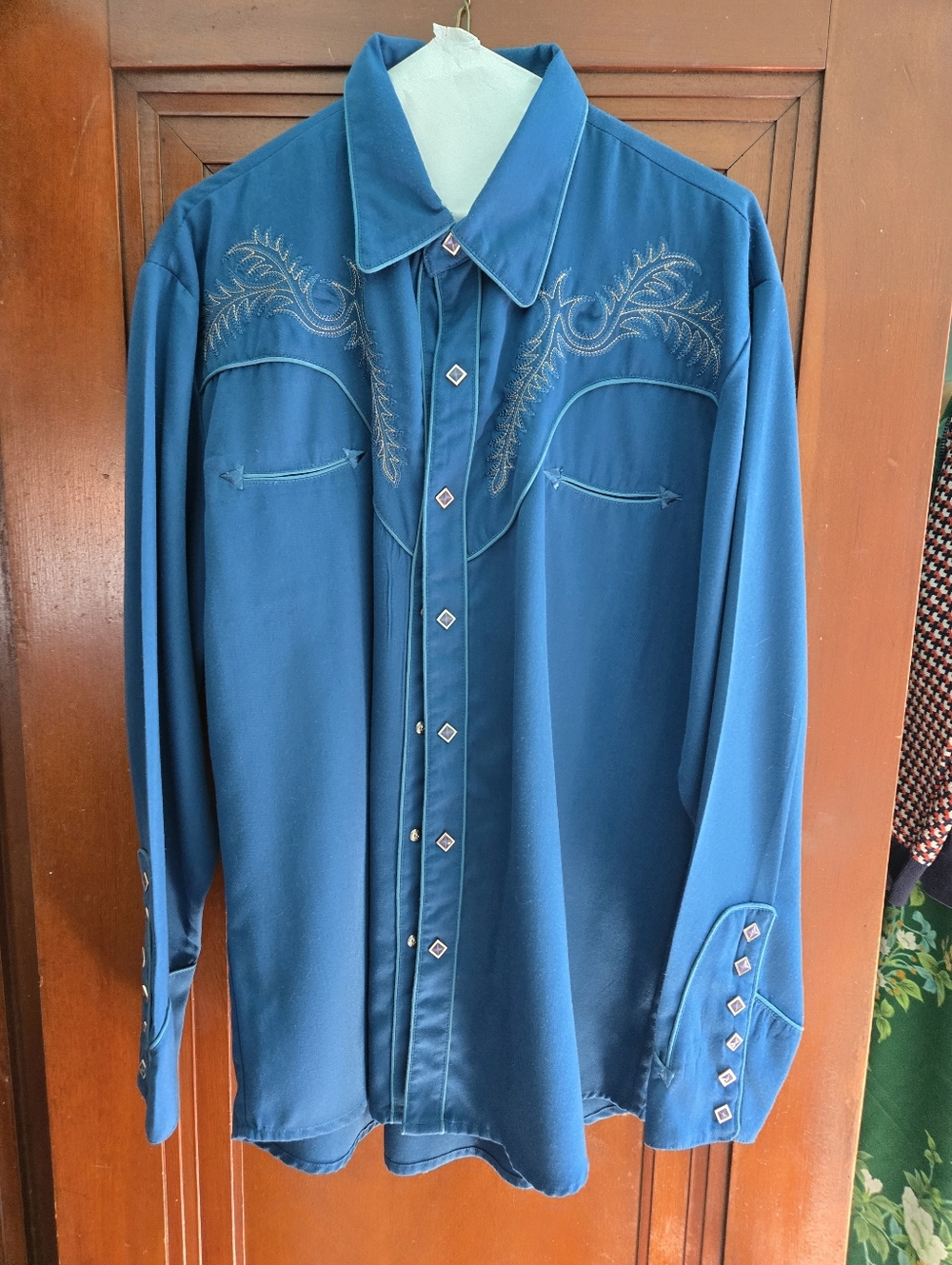Scully Royal Blue Embroidered Western Shirt